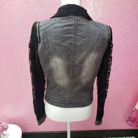 Paris Hues Denim and Lace Jacket Size Small - Picture 8 of 10
